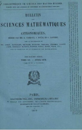 Tome III. Avril 1879.