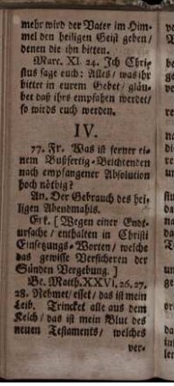 IV. [Die Einsetzung des H. Abendmahls]
