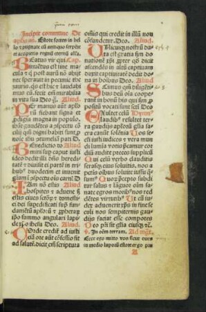 Incipit commune De apostolis ...
