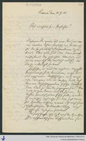 Brief vom 14.09.1901.