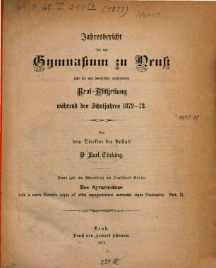 Jahresbericht. 1872/73