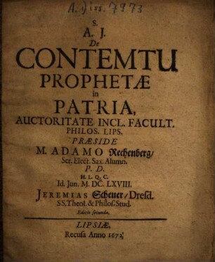 De contemtu prophetae in patria