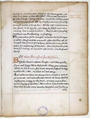 Of their provision for the poore