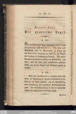 Dritter Theil. Die practische Logik.