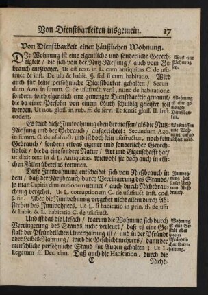 Von der Dienstbarkeit einer häußlichen Wohnung