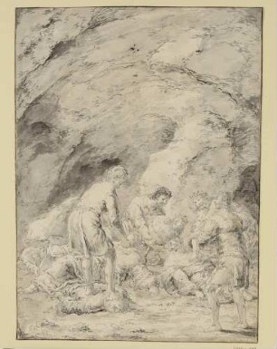 Altes Testament; Folge I, Blatt 6: Die Leichen der Könige der Amorrhiter werden verscharrt
