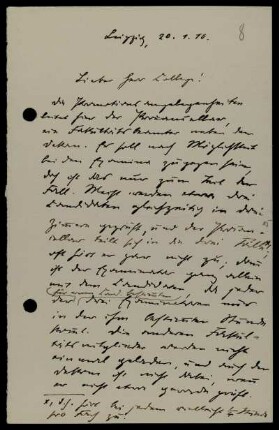 Nr. 8: Brief von Otto Hölder an David Hilbert, Leipzig, 20.1.1910