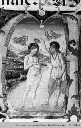 Antiphonar : Buchseite mit historisierter Initiale A: Taufe Christi