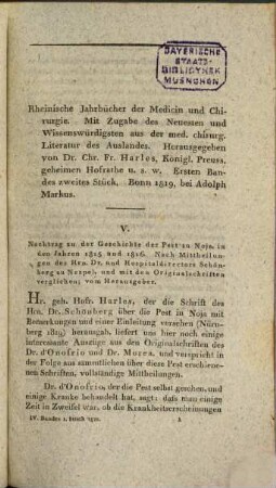 Historisch-kritische Zeitschrift der neuesten teutschen Medicin und Chirurgie : eine Quartalschr., bearb. von e. Gesellschaft gelehrter u. praktischer Ärzte. 1. 1821/22, 4