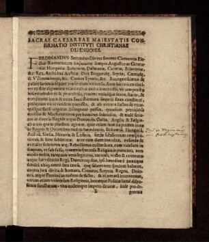 Sacrae Caesareae Maiestatis Confimatio Instituti Christianae Defensionis