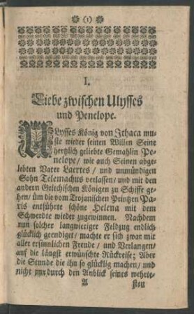 I. Liebe zwischen Ulysses und Penelope