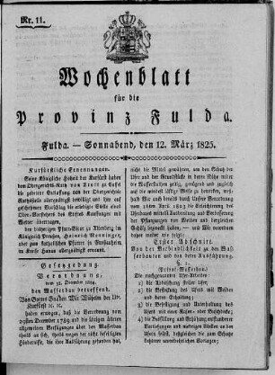 Nr. 11, Ausgabe vom 12. März 1825