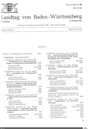 79. Sitzung, Stuttgart, 8.12.1983