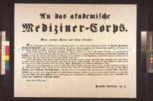 Danksagung des provisorischen Kommandanten der Akademischen Legion und Bekanntgabe des Nachfolgers Graf Ferdinand Colloredo-Mansfeld; Wien, 22. März 1848