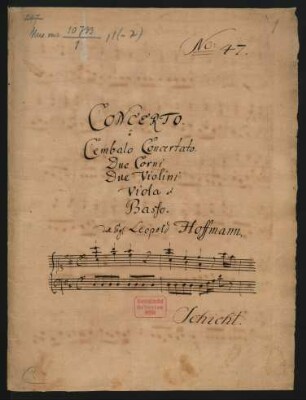 Konzerte; cemb, strings, cor (2); D-Dur