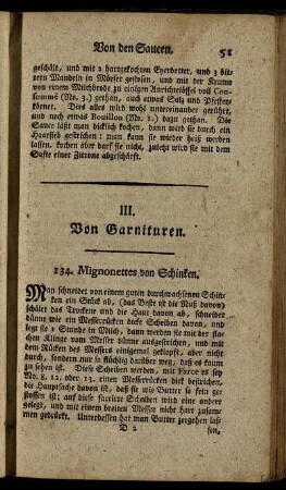 III. Von Garnituren.