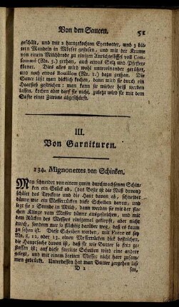 III. Von Garnituren.