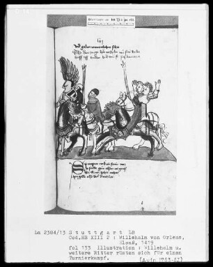 Willehalm von Orlens, Folio 4recto-299verso — Willehalm von Orlens, Folio 4recto-299versoWillehalm wird zum Turnier gerüstet, Folio 133recto