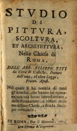 Studio di Pittura scoltura et architettura nelle Chiese di Roma