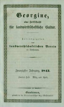 Zwanzigster Jahrgang, 1843. Zweites Heft. März und April.