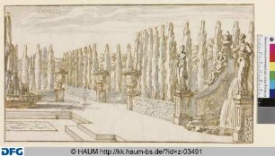 Zypressengarten. Prospekt. Halbentwurf rechts
