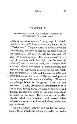 SAMOA - POSITION - EARLY VISITORS - SUCCESSFUL INTRODUCTION OF CHRISTIANITY