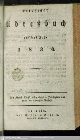 1830: Leipziger Adreß-Buch