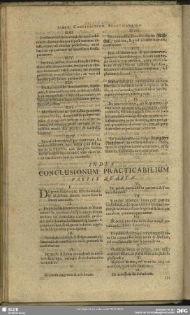 Index Conclusionum Practicabilium Partis Quartae