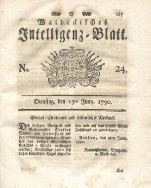 No. 24, Dienstag, den 15ten Juny, 1790