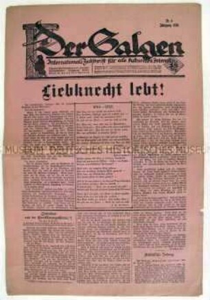 Anarchistisches Satireblatt "Der Galgen" u.a. zum Mord an Karl Liebknecht