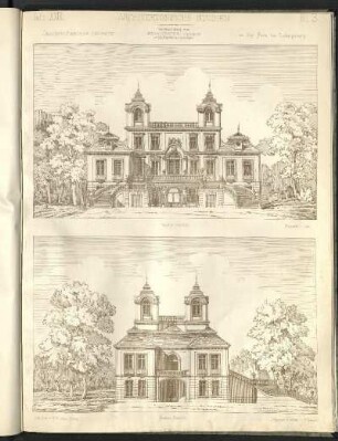 Jagdschloss Favorite in Ludwigsburg. Vorder- und Seitenansicht