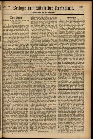 Zweite Ausgabe vom Samstag, den 26. November 1898.