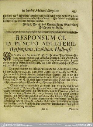 Responsum CI. In Puncto Adulterii