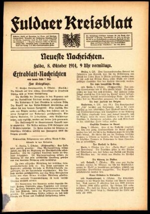 Zweite Ausgabe vom Donnerstag, den 08. Oktober 1914.