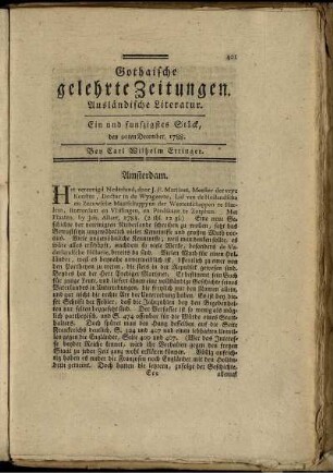 Ein und funfzigstes Stück, den 20ten December, 1788.