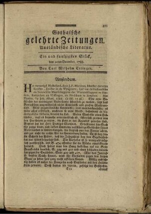 Ein und funfzigstes Stück, den 20ten December, 1788.