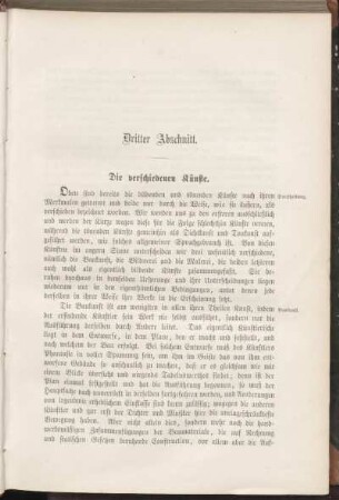 Dritter Abschnitt. Die verschiedenen Künste.