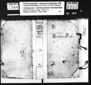 Lager- und Gültbuch über Westernbach und Büttelbronn.