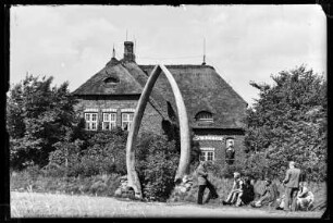 Insel Föhr, Wyk. Dr.-Carl-Haeberlin-Friesenmuseum Wyk auf Föhr. Haupteingang mit Walkieferknochen