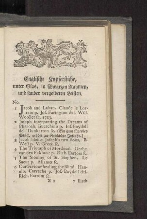 Englische Kupferstiche, unter Glas, in schwarzen Rahmen, und sauber vergoldeten Leisten.