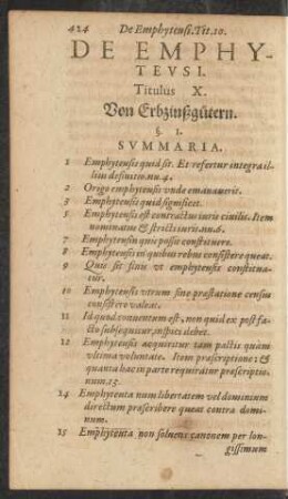 De Emphyteusi. Titulus X. Von Erbzinßgütern.