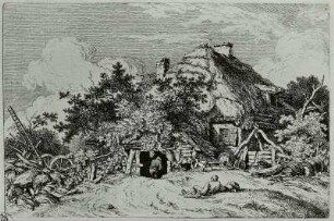 Hütte unter Bäumen