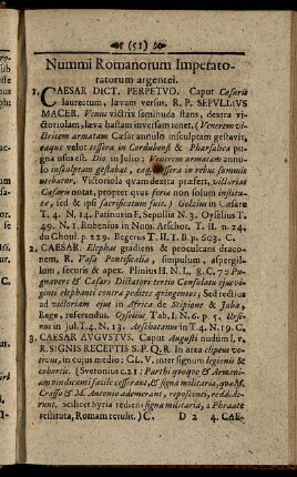 Nummi Romanorum Imperatoratorum argentei.