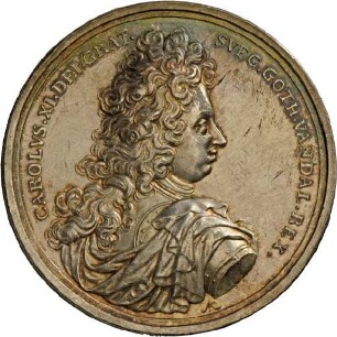 Medaille von Arvid Karlsteen auf die Reise König Karls XI. von Schweden in die Provinz Västerbotten zur Beobachtung der Mitternachtssonne 1694