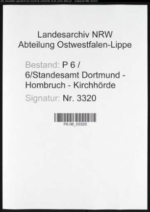 Sterberegister Standesamt Dortmund-Hombruch-Kirchhörde (XXII)