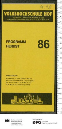Programm 2. Semester 1986