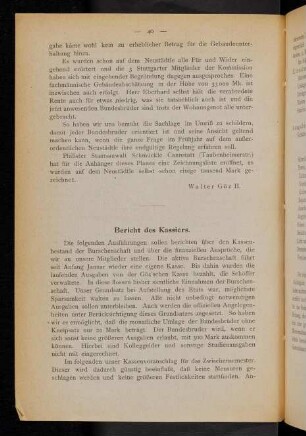 40-41, Bericht des Kassiers