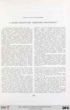 U źródeł romantyzmu Aleksandra Orłowskiego