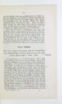 Dritter Abschnitt. Die drei ersten Kreuzzüge und die staufischen oder schwäbischen Könige und Kaiser bis zum Tode Friedrichs I. 1096 - 1190