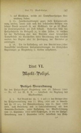 Titel VI. Markt-Polizei.